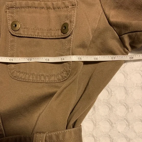 J Crew Tan Safari Style Belted Button Front Cotton Jacket S - Picture 12 of 13